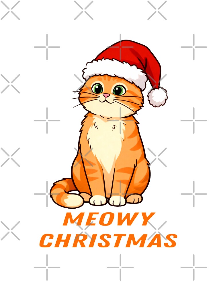 Meowy Christmas Cute Cat | Funny Santa Cat Holiday Gift Design by SmartDesigner-