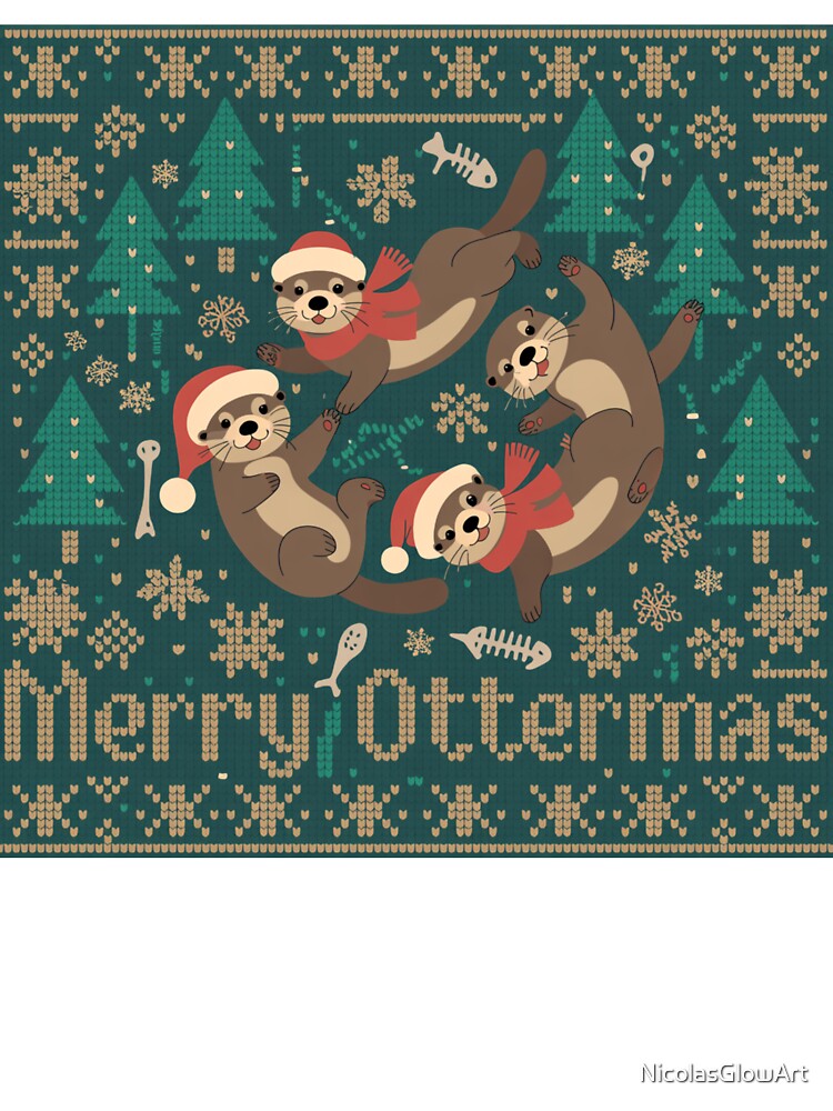 Merry Ottermas, Christmas T-Shirt by NicolasGlowArt