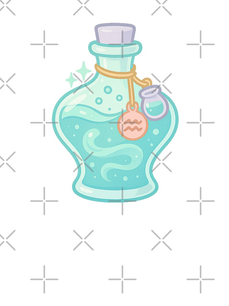 Aquarius Spell Bottle | Cute Zodiac Sticker | Cute Astrology Art | Aquarius Aesthetic | Zodiac Art by HerDreamCodes