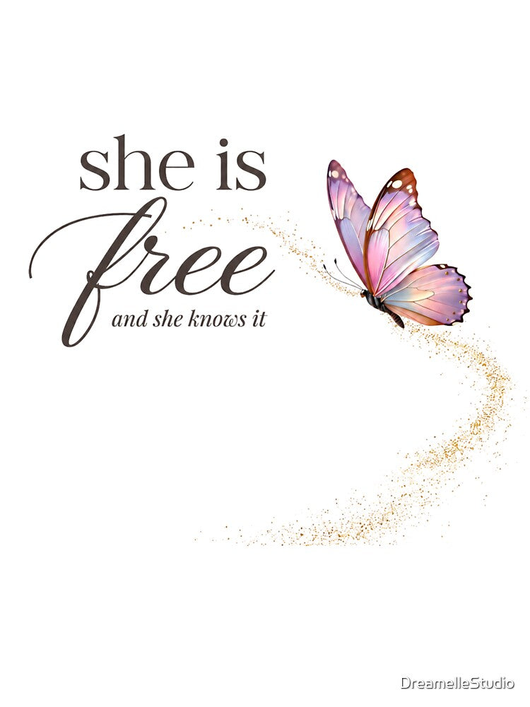 She Is Free Butterfly Self Love Gift for Her  Women Empowerment Aesthetic Shirt by DreamelleStudio
