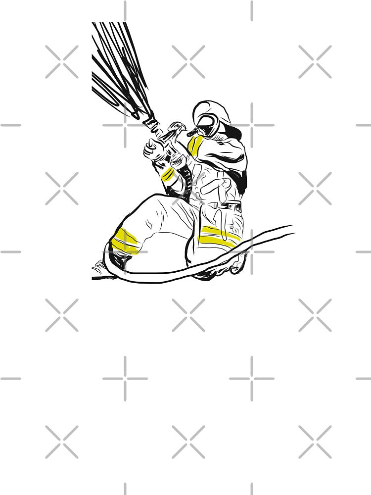 Firefighter lines water drawing by Tropical Blood