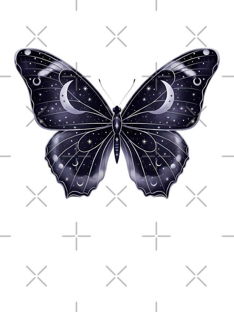 Butterfly With Stars And Moon Pattern On Wings Mystical by pumsquare
