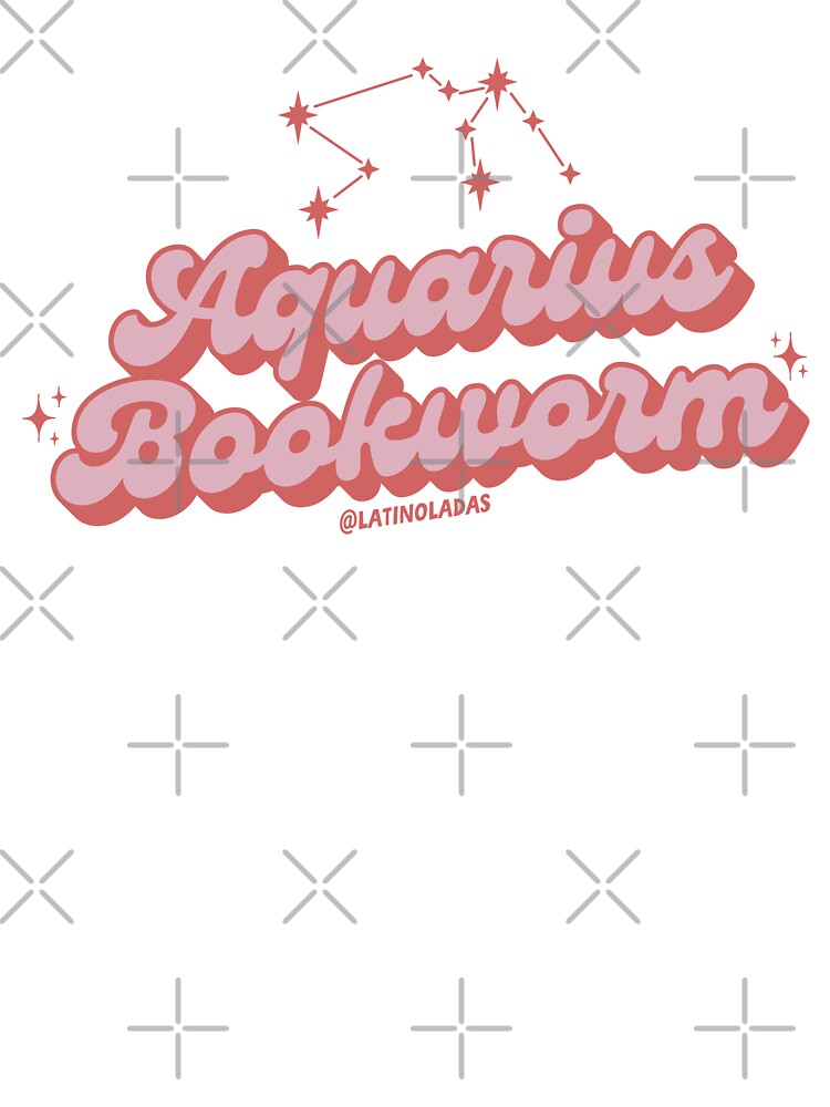 Aquarius Bookworm Bookish Zodiac Sign Astrology Horoscope Tarot Stars Constellation Pink Red by Latinoladas