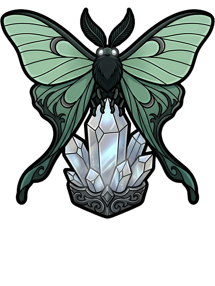 Gothic Luna Moth Moonstone Crystal by IllumeInk