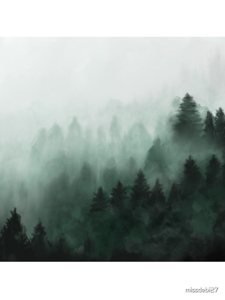 Misty Mountain Forest Painting by missdebi27