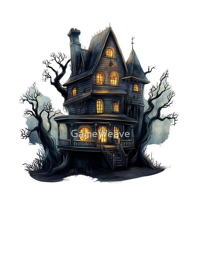Creepy Haunted House Halloween Sticker by GameWeave