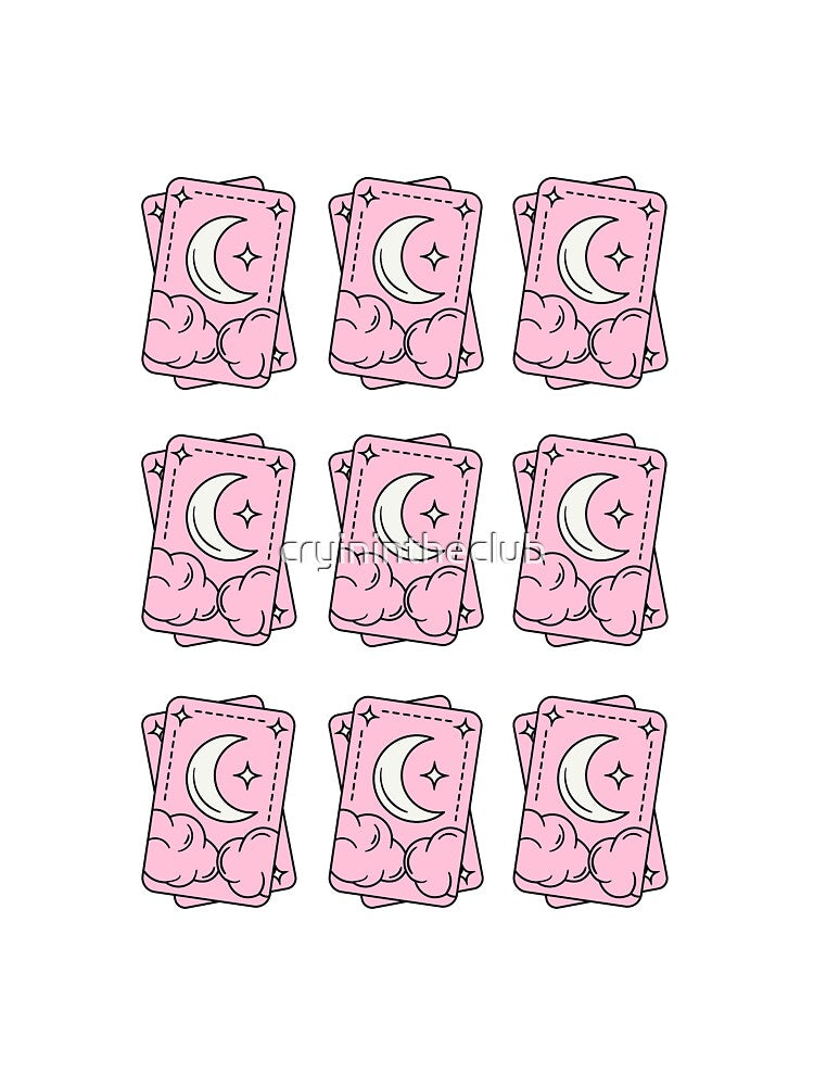 Pink Tarot Card Moon by cryinintheclub
