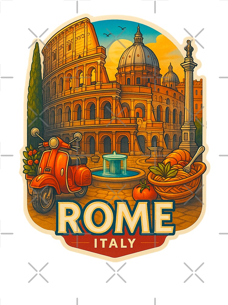 Rome Travel Sticker Design, Rome Decal , Luggage Sticker Art, Travel Poster by SusannesArtShop