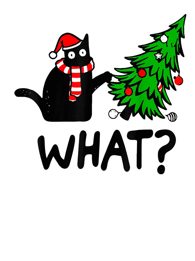 Funny Black Cat Christmas Tree What Christmas Holiday Meme by Beanimilki