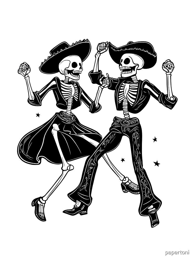 Skeleton Cowboys Dancing by papertoni