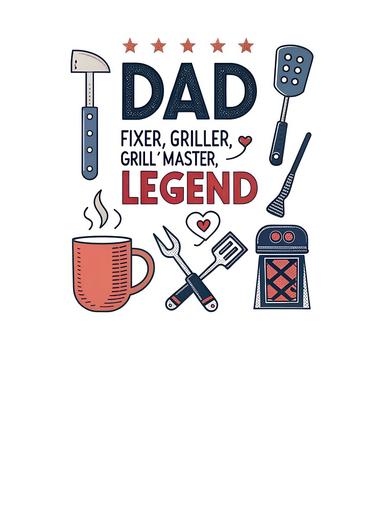 Dad Fixer Griller Legend – Funny Cartoon Icon Design for Father’s Day by VividOrganica
