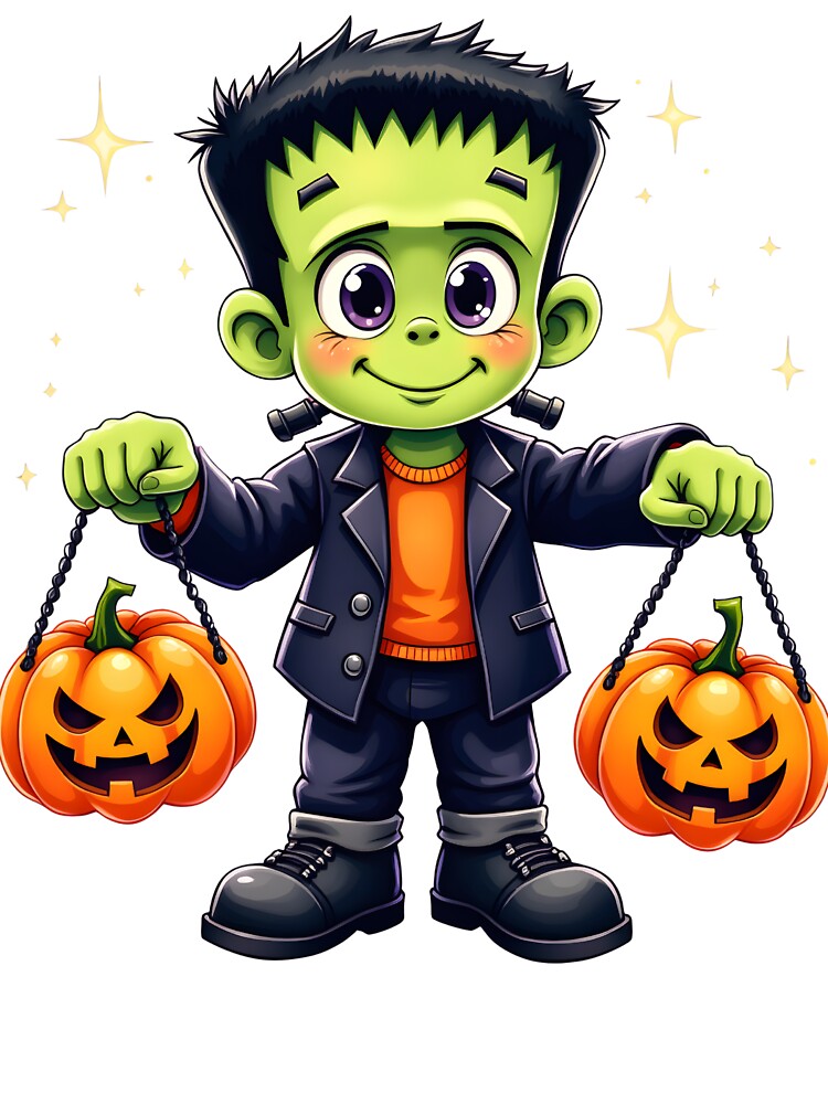 Retro Cartoon Halloween Funny Frankenstein by FunCartoonSpot