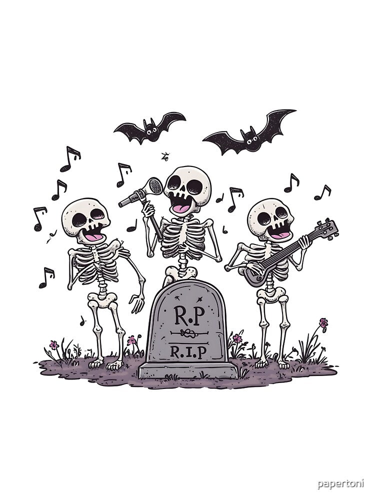 Dancing Skeletons in a Row by papertoni