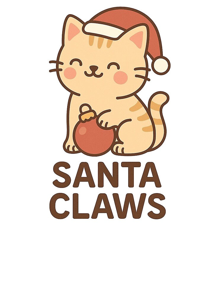 Santa Claws – Cute Kawaii Christmas Cat Holding Ornament by StyleLap