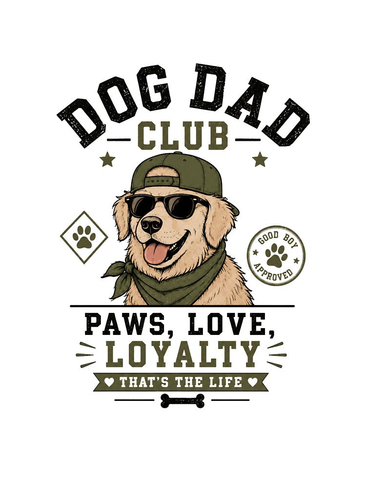 Dog Dad Club Golden Retriever Paws Love Loyalty T-Shirt by Ashley critters