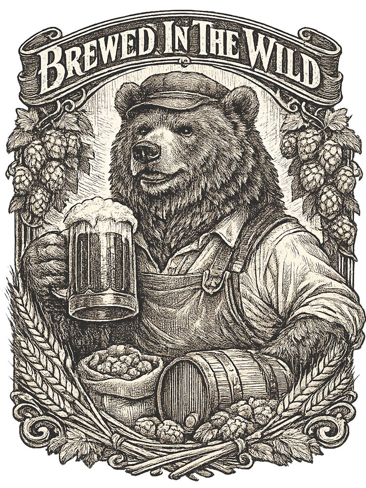 Vintage Bear Brewer Craft Beer Engraving T-Shirt Design by Mahilis