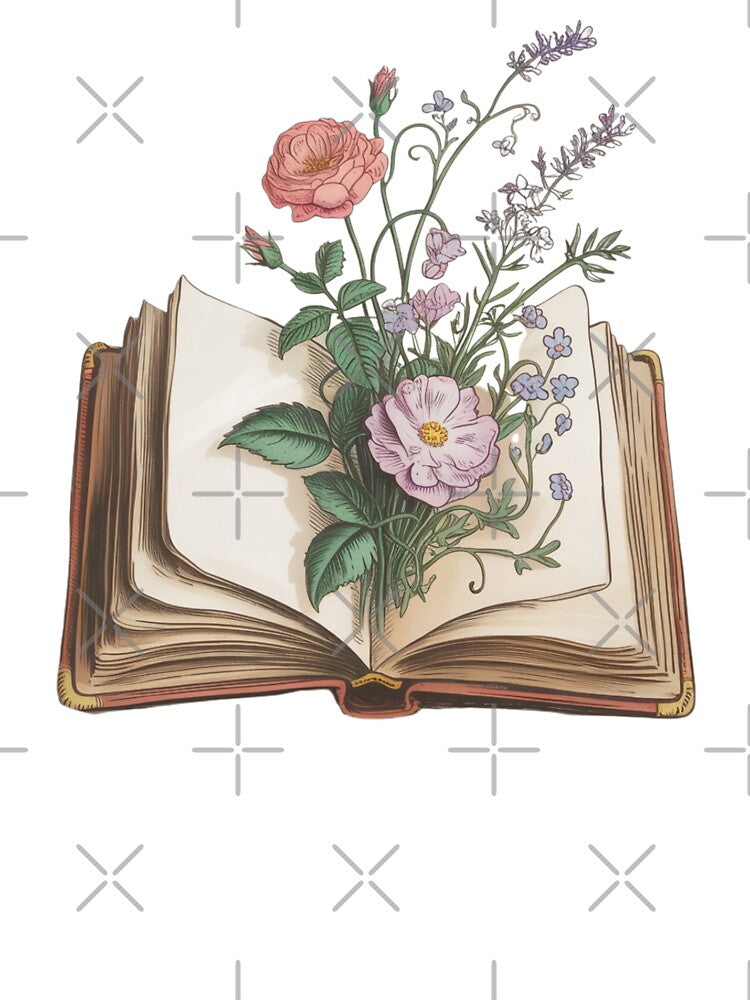 Floral Book Lover Reading Book by Mateusz Majcherek
