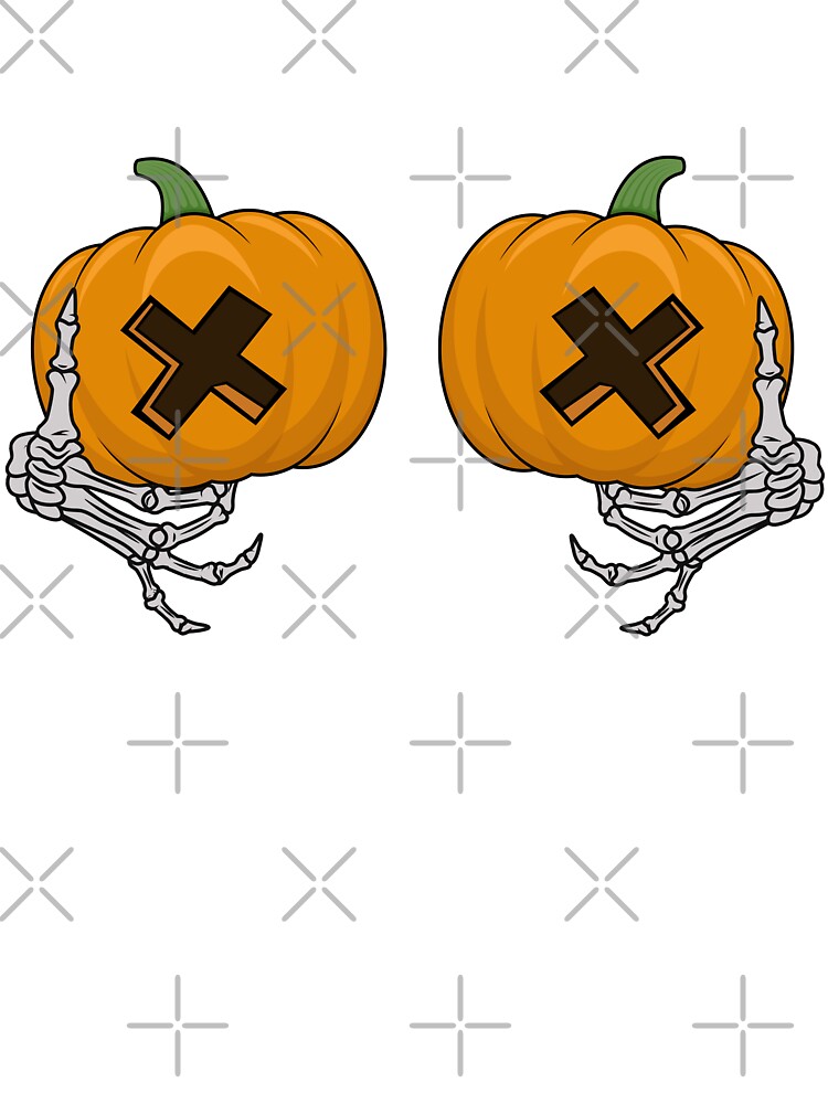 Pumpkin Boob Womens Halloween Skeleton Hand by Tattoohouse