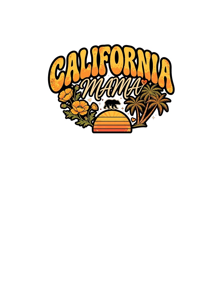 California Mama Retro Shirt - Golden State Poppy Flower Golden Poppy Mom by Petringo
