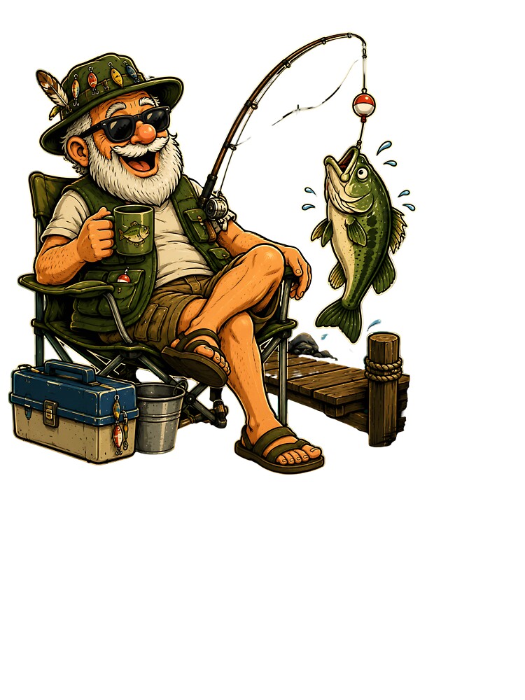 Funny Fishing Grandpa Bass Fishing Fisherman by Tbenghali