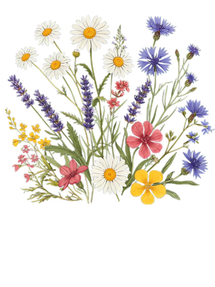 Wildflower Bouquet Watercolor Floral Art by K-vino