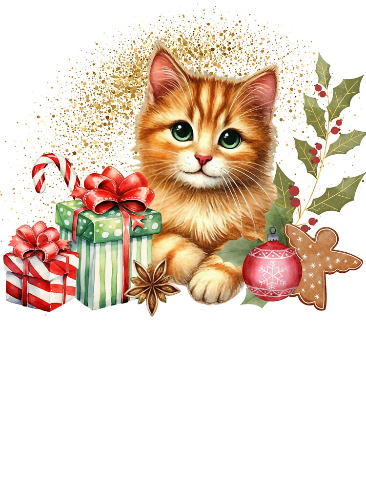 Orange Cat Christmas, Christmas Kitten, Cute Cat by happiecatstore