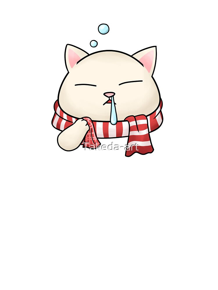 Funny Christmas Cat in scarf with runny nose by Takeda-art