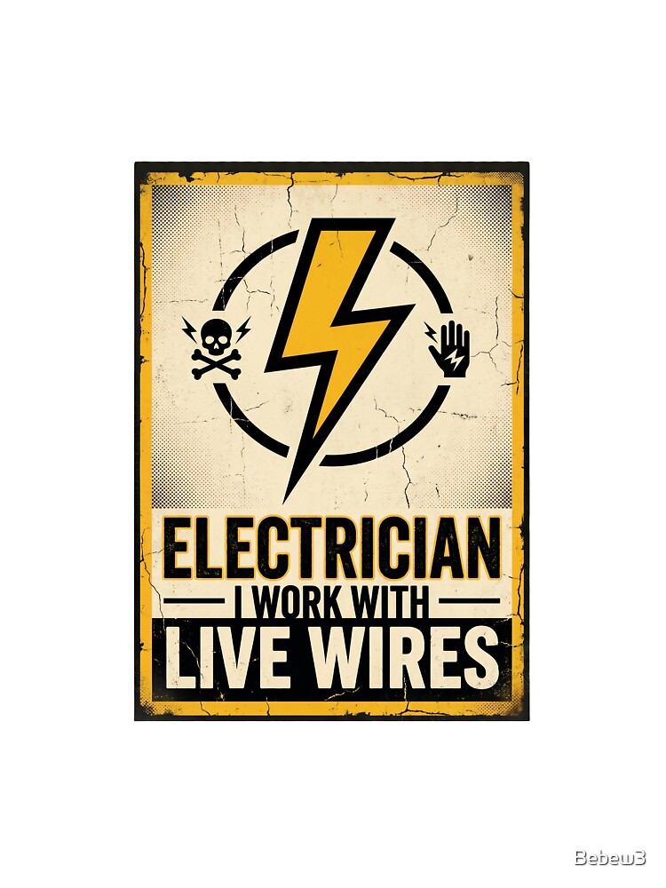 Retro Vintage Electrician I Work With Live Wires by Bebew3