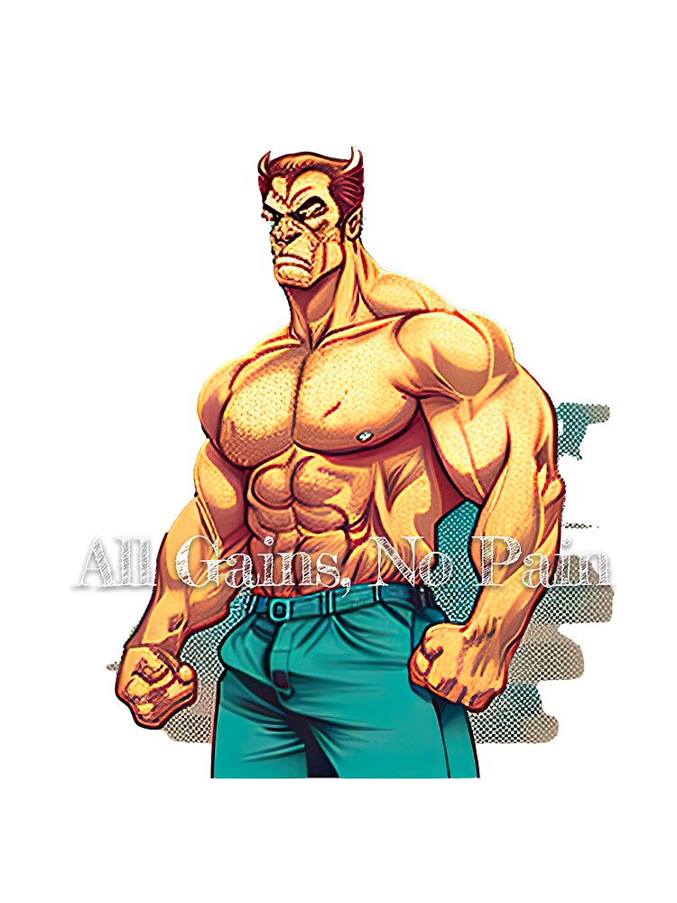All Gains, No PainDesignBodybuilding Fitness Gym Workout Exercise Merch Print Design by tengamerx