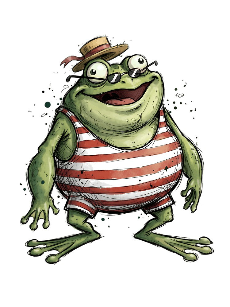 Happy Beach Frog In Striped Shirt | Funny Summer Frog Lover Gift by hn79