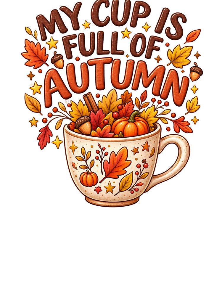 MY CUP IS FULL OF AUTUMN  with cup that is filled with fall/autumn elements. by ZANU creativity