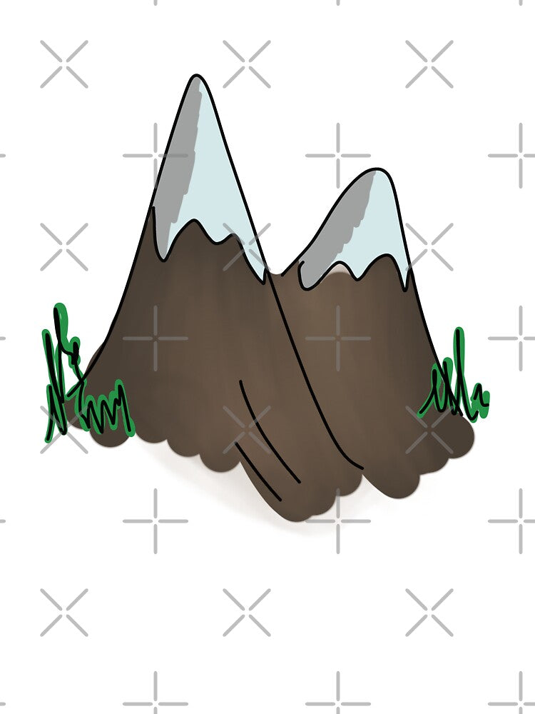 Snowy Mountain Cartoon | Adventure Nature Doodle Design by Autumn--Leaves
