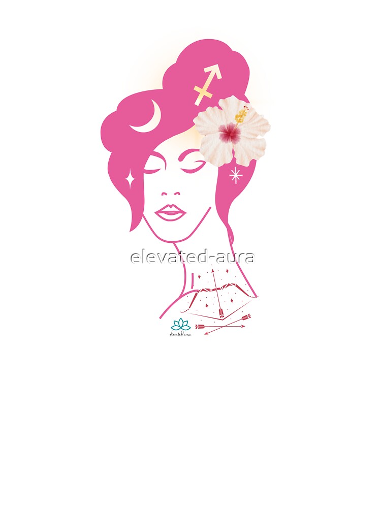 Sagittarius Goddess Graphic Print - Pink and White Hibiscus by elevated-aura