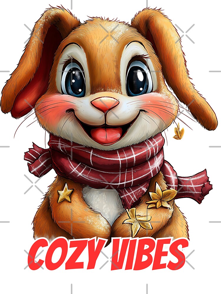 Cozy Vibes Bunny, Autumn Rabbit Art, Cute Fall Bunny, Woodland Animal Design, Warm and Cozy Illustration by BukkyStory