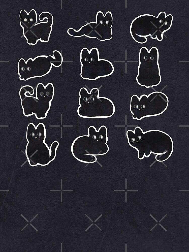 Black Cats Moon Phases - Cat Poses by Alllart