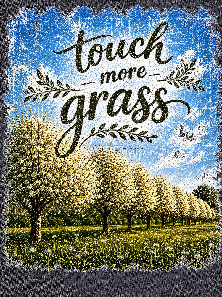 Touch More Grass – Inspirational Nature Quote Vintage Distressed T-Shirt Design by EACS Photo