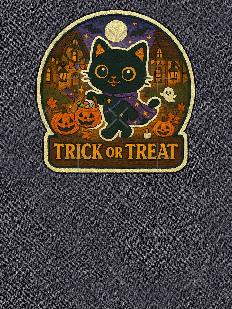Cute Halloween Black Cat Embroidery Patch – Trick or Treat Kawaii Spooky Kitty by Nuist25
