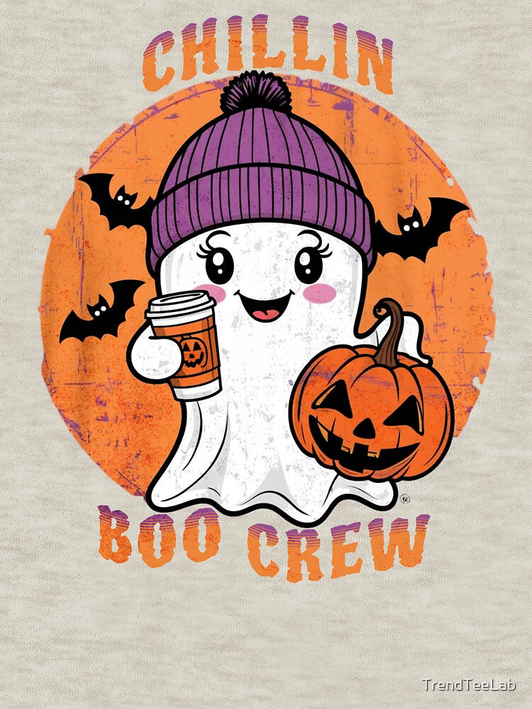Cute Ghost Halloween Chillin Boo Crew Design by TrendTeeLab