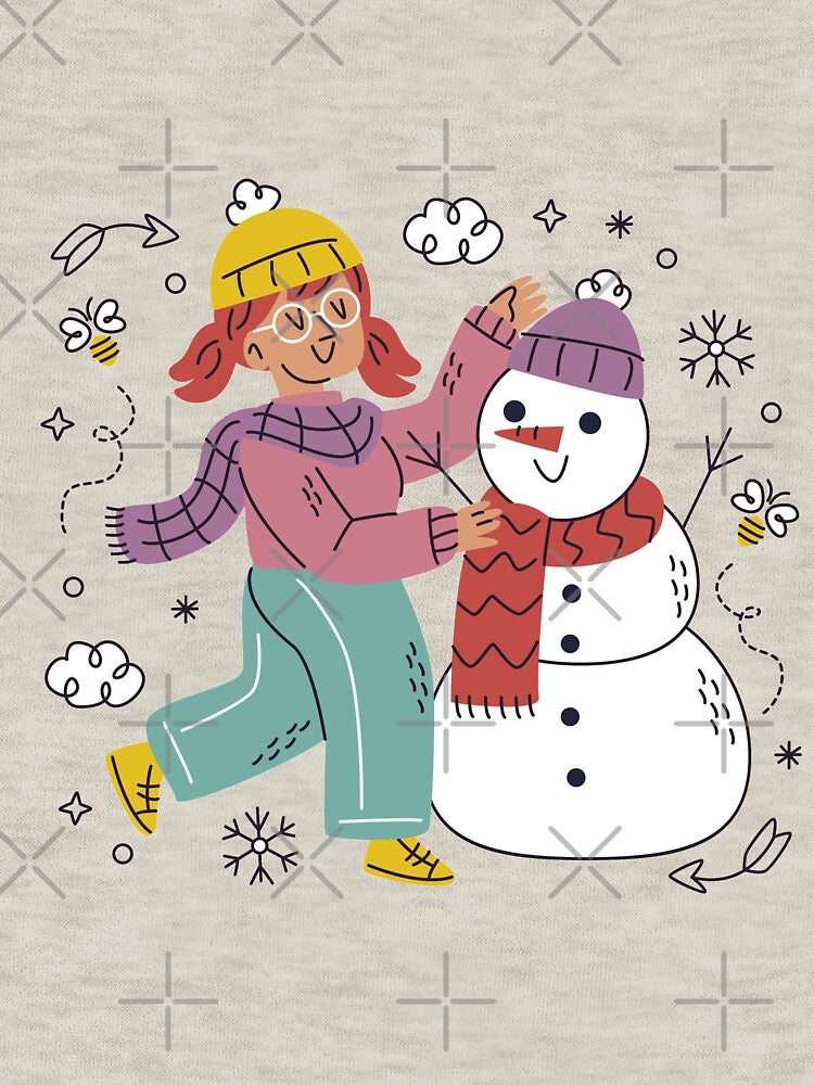 girl play with snowman by zarinestore