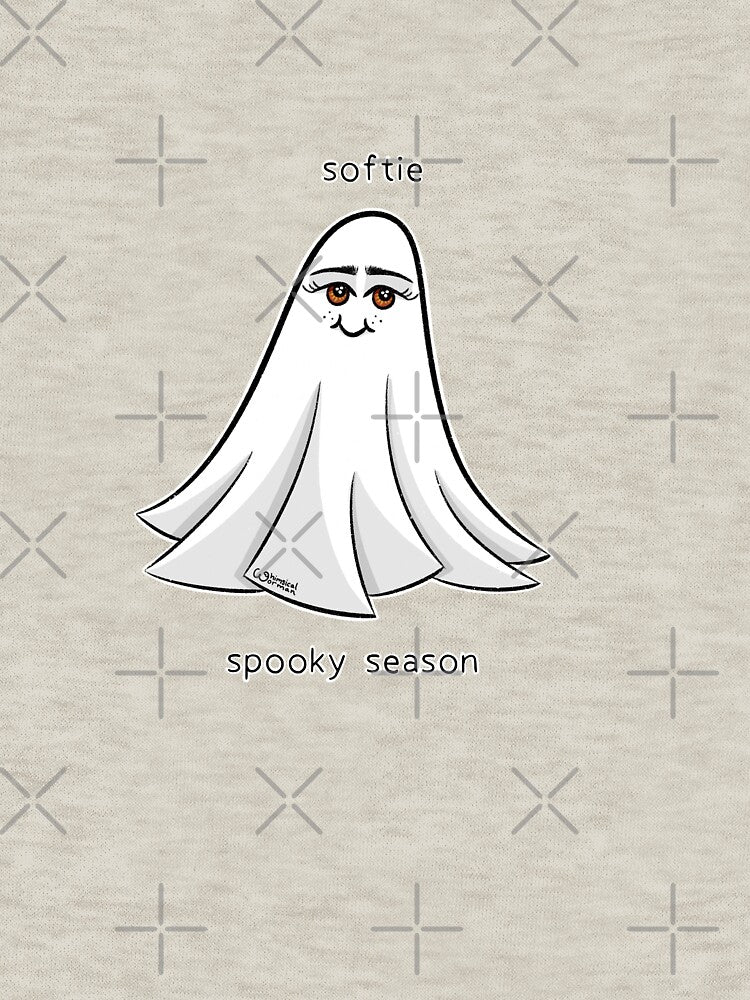 Ghost Softie Spooky Season with black text by whimsicalworman