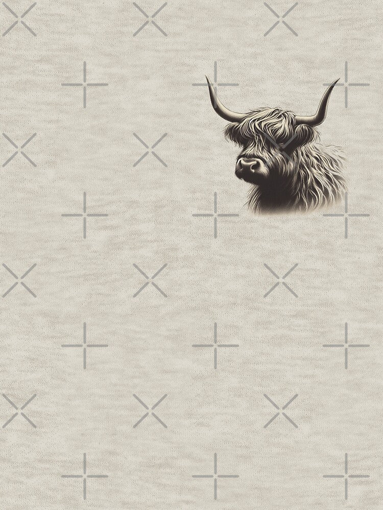 Scottish Highland Cow Abstract Retro Sketch by MaedK