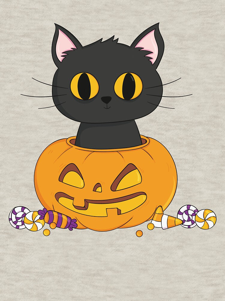 Halloween Cute Black Kitty In Pumpkin by ZodesignArt