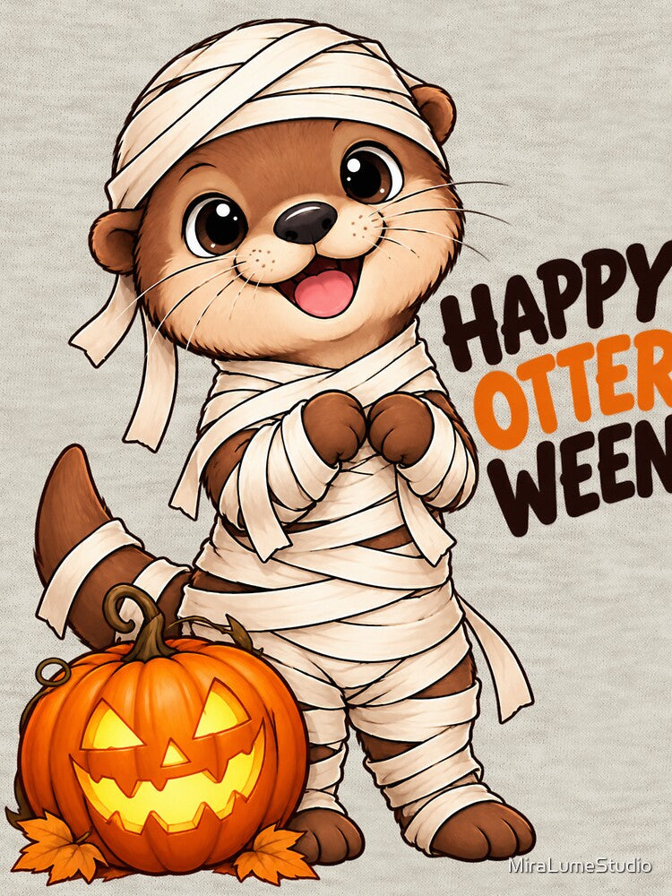 FUNNY OTTER MEME COLLECTION - Happy Otterween Mummy Otter Halloween Pumpkin by MiraLumeStudio