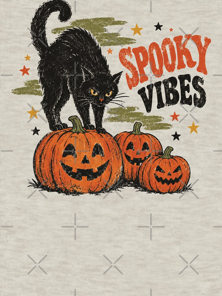 Spooky Vibes Halloween Black Cat, Pumpkin Season by HokutoKaiStore