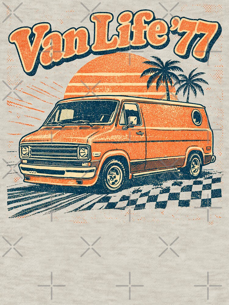 Van Life ’77 – Retro Sunset Cruiser Van Graphic by Automotive Art by Greg
