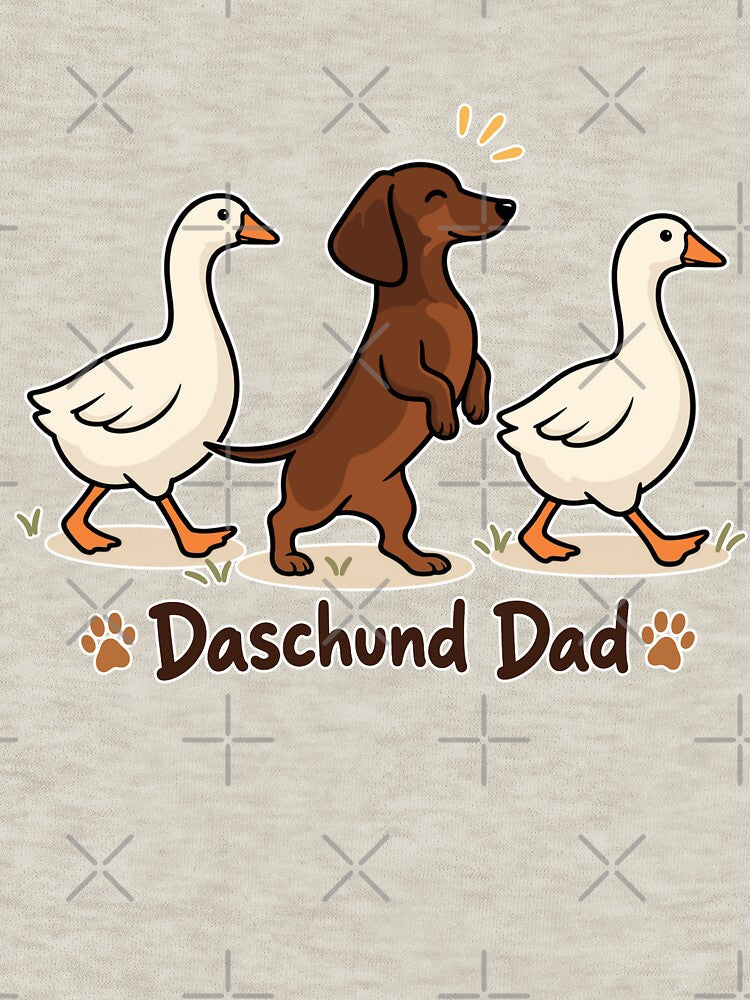 Funny Dachshund Dad Shirt - Cute Daschund Dad Walking Geese Wiener Dog Gift by Blupunk