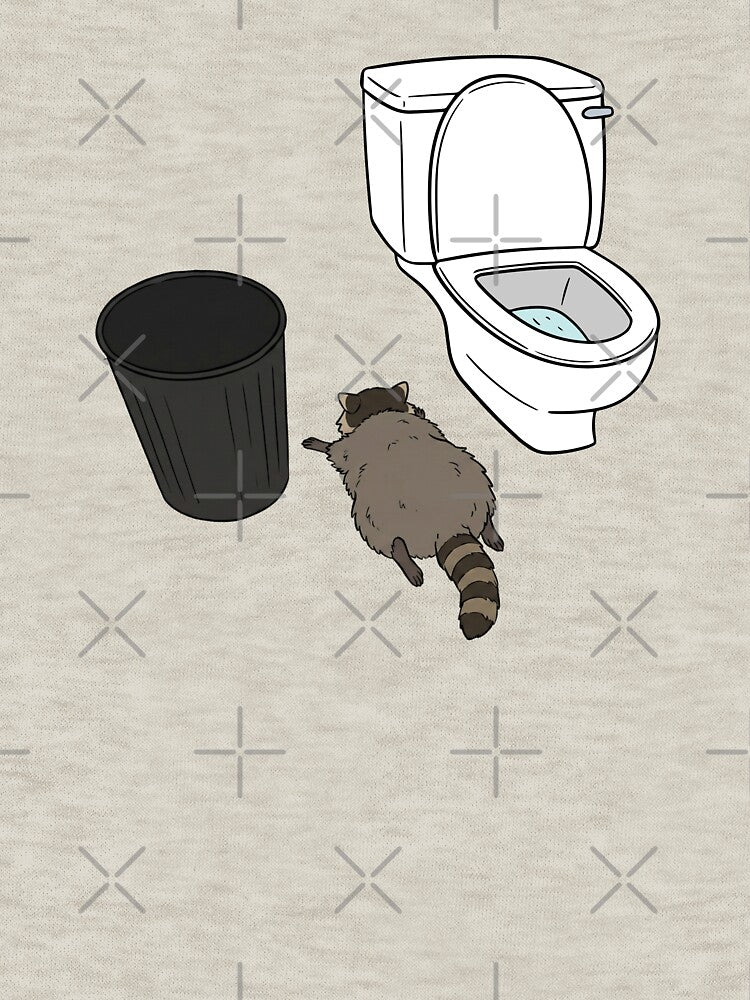 Hungover Raccoon Bathroom Meme – Funny Trash Panda Illustration by SimplyJasper