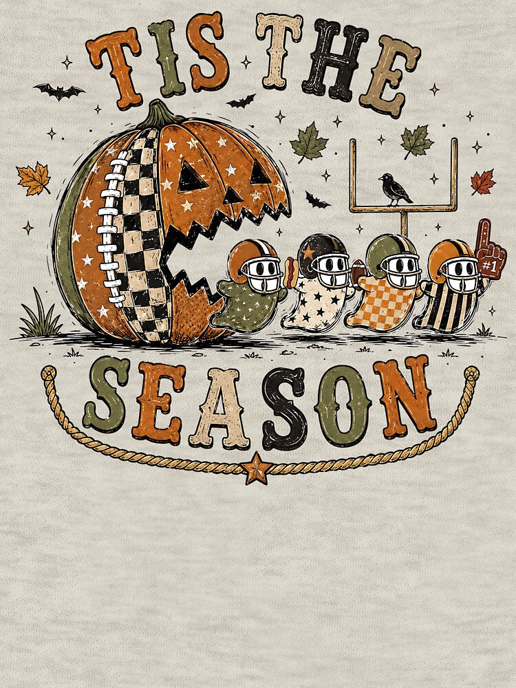 Tis the Season Football Halloween Pumpkin Ghosts Fall Sports Spooky by CatiaStudioArt