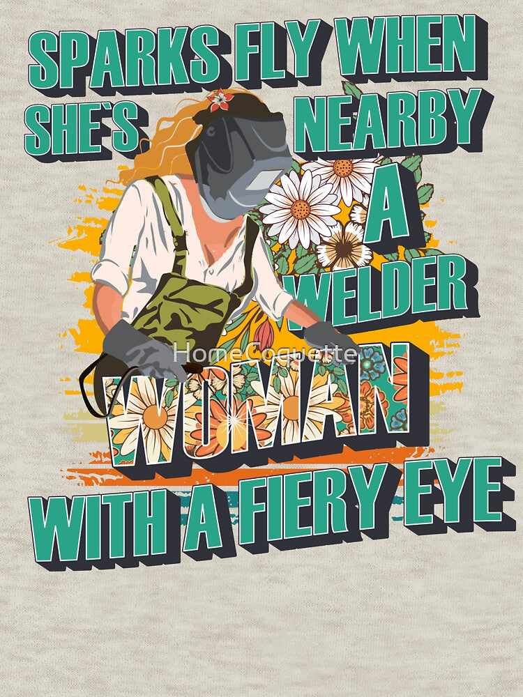 Sparks fly when shes nearby a welder woman with a fiery eye by HomeCoquette