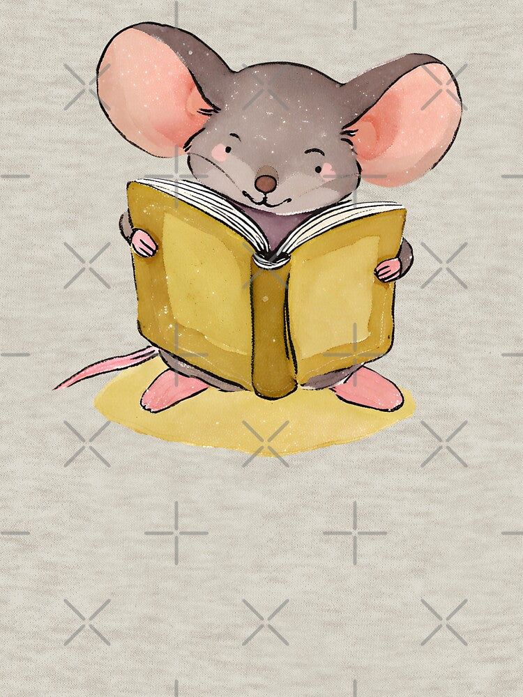 Cute Watercolor Mouse Reading a Book by FarmOfCuties